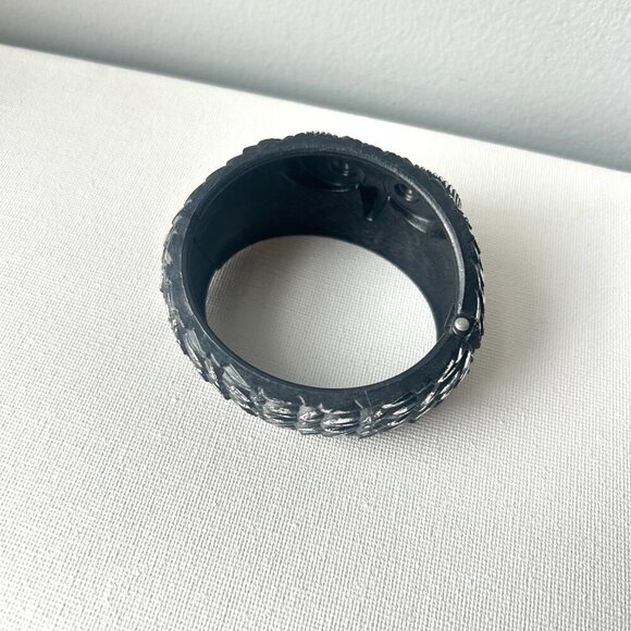 Vintage Chunky Owl Face Clamper Cuff Bracelet - Picture 6 of 7